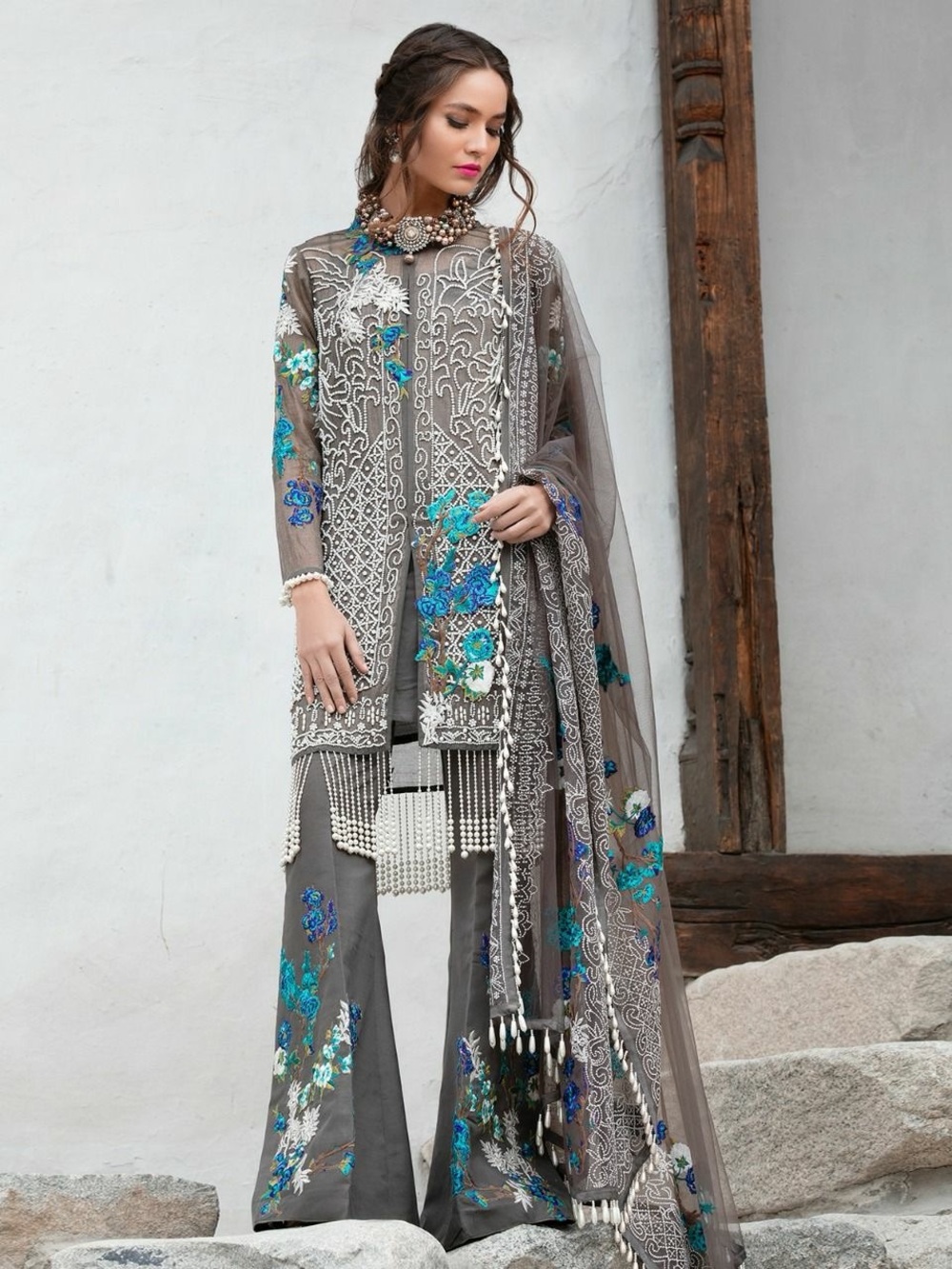 Sana Safinaz pearl Embroidered outfit with Dupatta